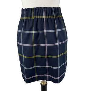 J Crew Skirt size 00 Navy Blue Plaid Wool Above Knee Preppy Casual College